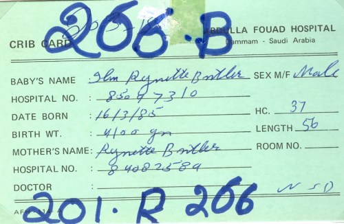 Hospital security - tag on Peter's bed