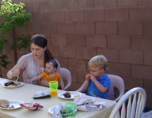 Aunt Kate, Lucy, and Charlie came to celebrate.