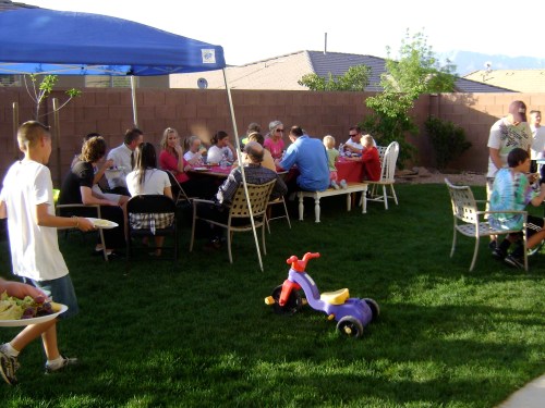 Party in the Sandberg's back yard followed.