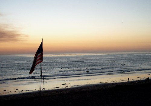 Sunset over the water